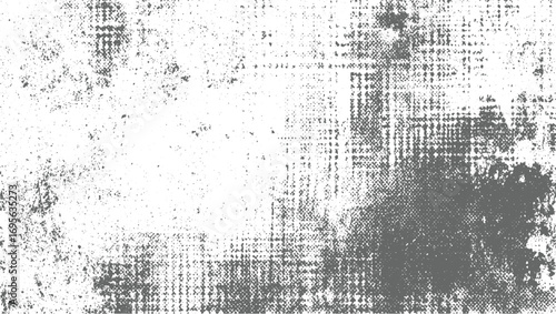 Light Gradient Halftone Dots Grunge Texture Overlay Abstract Black White Vintage vector design on transparent background