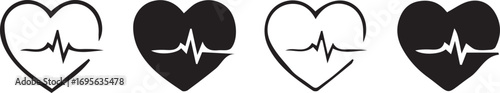 Health and Medical concept. EKG Pulse Wave, cardiogram and glowing neon heart pulse graphic illustration
