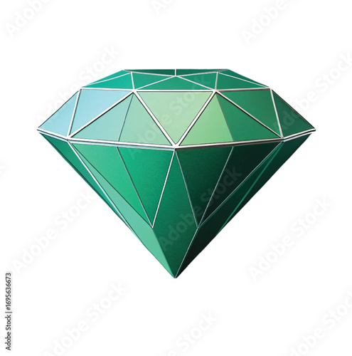 Geometric faceted emerald gemstone green