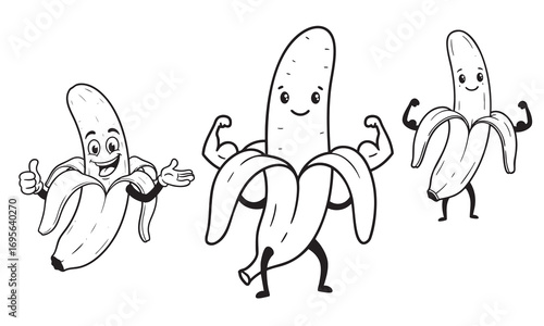 Collection of Funny Cartoon Banana Characters