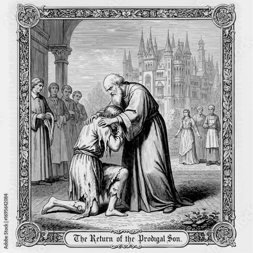 Return of the Prodigal Son (Victorian engraving), bible story