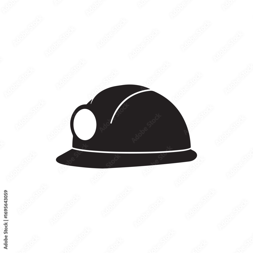 Fototapeta premium Mining hat light icon silhouette vector illustration design on white background.