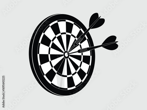 Black and white darts and dartboard game sport