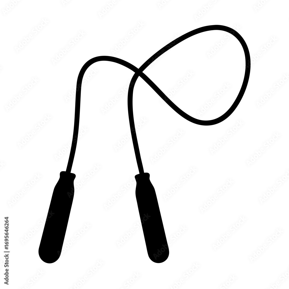Obraz premium skipping rope with handles silhouette vector flat
