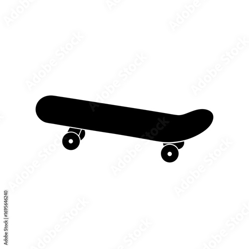 skateboard with wheels silhouette vector flat