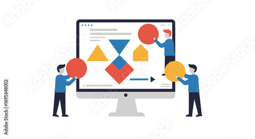Visualizing Collaborative Progress: Abstract Shapes Building Strategic Growth and Innovative Solutions
