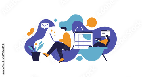 Streamlined Digital Innovation: Flat Design Vector for Modern Workflow Optimization