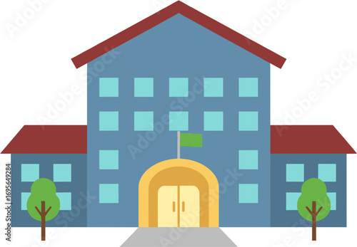 Flat Design Illustration of Classic Elementary or High School Building