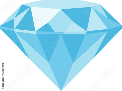 Simple Flat Design Faceted Diamond Gemstone Jewelry Decoration Icon Graphic