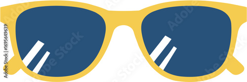 Flat Design Detailed Sunglasses with Yellow Frame Summer Fashion Accessory