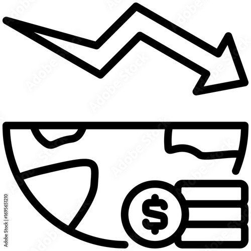 global recession icon isolated on white background. vector illustration icon for market fluctuation
