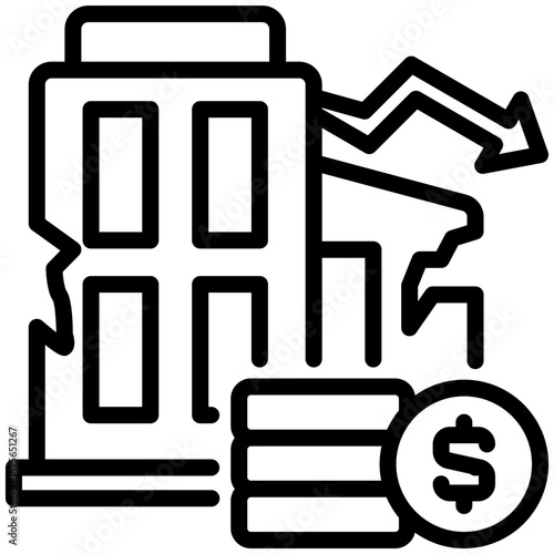 bankrupty icon isolated on white background. vector illustration icon for market fluctuation