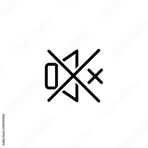 Simple Black and White Mute Icon on White Background for UI Design and Digital Content Creation Regarding Silence or Audio Control