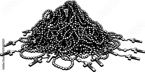 Set of Rosary Beads Silhouette – Religious Prayer Beads Collection for Illustrator