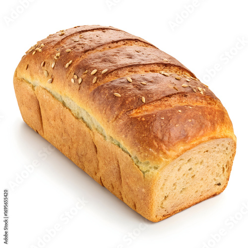 Whole wheat bread loaf isolated on white background nutritious, hearty, and freshly baked bread perfect