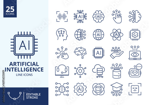 icon packs artificial intelligence vector editable stroke