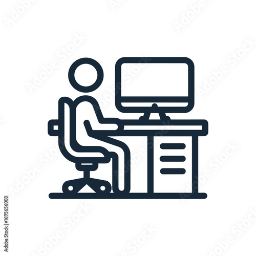 Person working at a desk with a computer setup