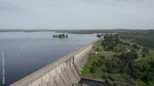 Wallpaper Mural Drone along Caia Dam revealing reservoir waters and countryside, Portugal Torontodigital.ca