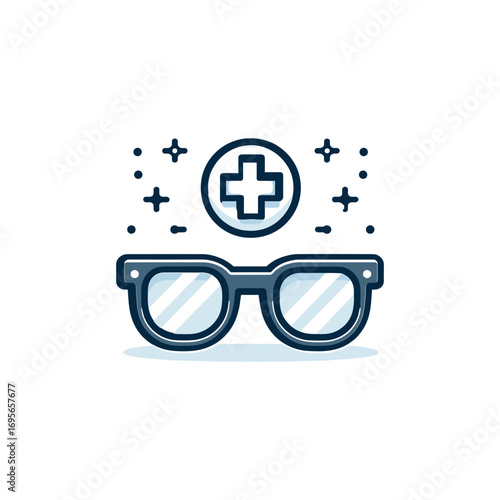 Stylish glasses with a medical cross symbol above (1)