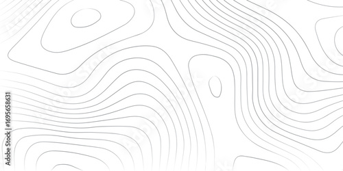 Modern abstract topographic map design with elevation contour lines on white background with paper texture imitation
