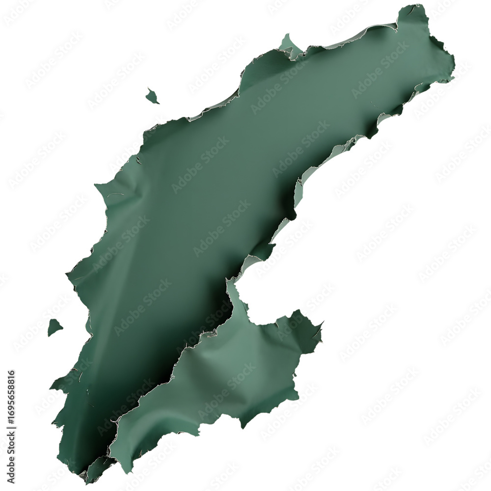 Fototapeta premium Torn green shape with rough edges, isolated on transparent background
