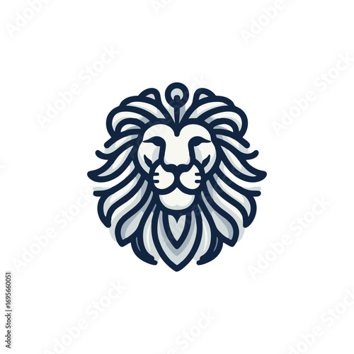 Stylized lion head illustration with intricate details