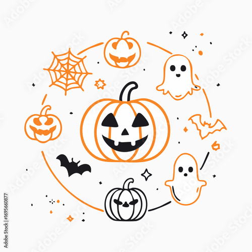 Black and orange halloween themed vector symbols for seasonal designs