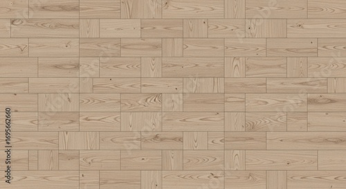 Seamless Light Oak Parquet Flooring in a Clean Basketweave Block Pattern