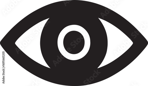 Silhouette vector of a simple human eye. Minimal icon for vision, sight, observation, and design.