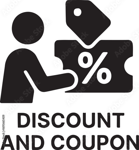 Silhouette vector of discount and coupon concept showing savings, promotion, deals, and shopping benefits.