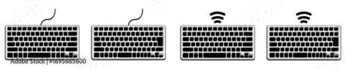 3d日本語配列・英語配列 有線・ワイヤレスキーボード シンプルアイコン ブラック〜3D Japanese and English Layout Wired and Wireless Keyboard Simple Icon Black〜