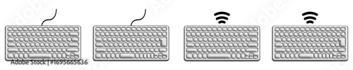 3d日本語配列・英語配列 有線・ワイヤレスキーボード シンプルアイコン　ホワイト〜3D Japanese/English Layout Wired/Wireless Keyboard Simple Icon White〜