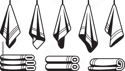 Towel Set Illustration: Bathroom Linen, Spa Accessories, and Hotel Amenities for Hygiene