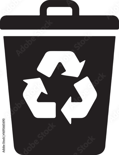 Silhouette vector of a recycling bin symbol. Perfect icon for waste management, eco, and sustainability.