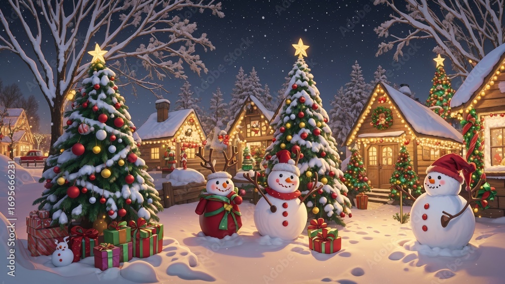 Fototapeta premium Colors plant blurred ornament varied character snowman cute