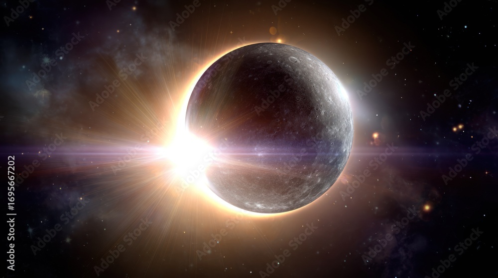 Fototapeta premium Solar eclipse on a distant planet