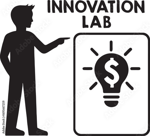 Silhouette vector of innovation lab concept with creativity, research, teamwork, and modern technology ideas.