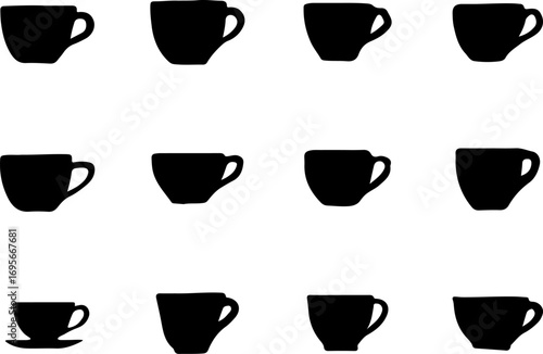 Coffee cup vectors, tea cup art, various coffee mug silhouettes, and a Set of coffee cups, a Collection of tea cups.