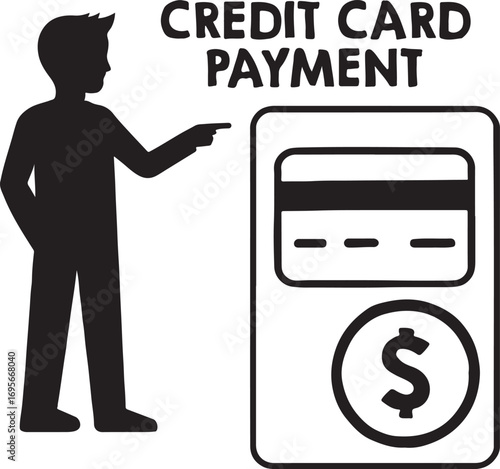 Silhouette vector of credit card payment illustration showing online transaction, digital payment, and finance.
