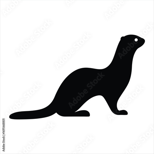 Black silhouette of a weasel animal on a white background image