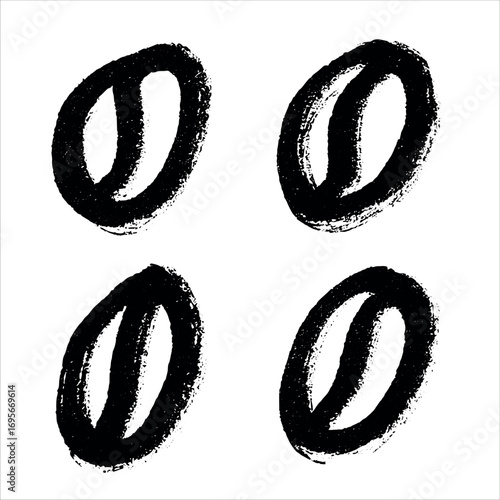 Set of simple hand drawn coffee bean Drink doodle Single element for print, web, design, decor