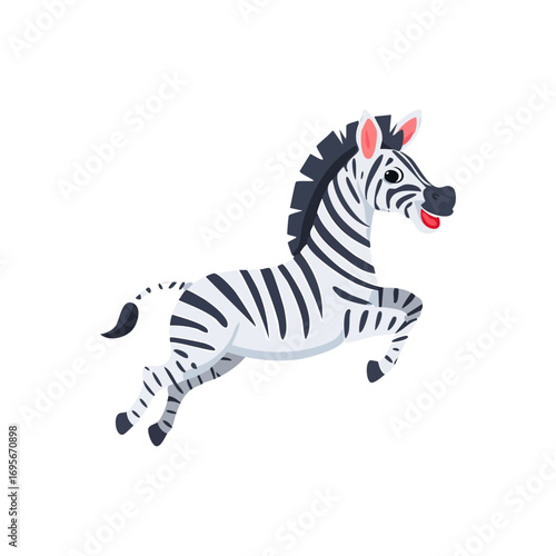 Zebra running and jumping