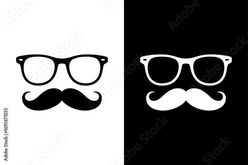 Vintage Glasses and Mustache Icon. Funny Comic Silhouette Vector Design