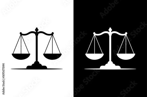 Justice and Equality Symbol. Balance Scale Vector Silhouette for Law Concept design