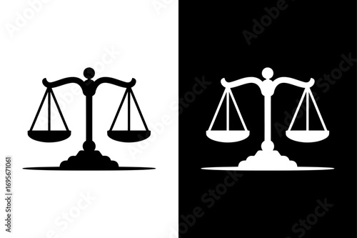 Justice and Equality Symbol. Balance Scale Vector Silhouette for Law Concept