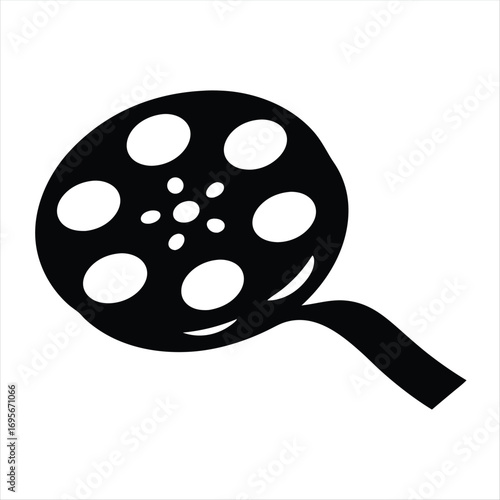 Black and White Movie Film Reel for Cinema, Filmmaking and Entertainment