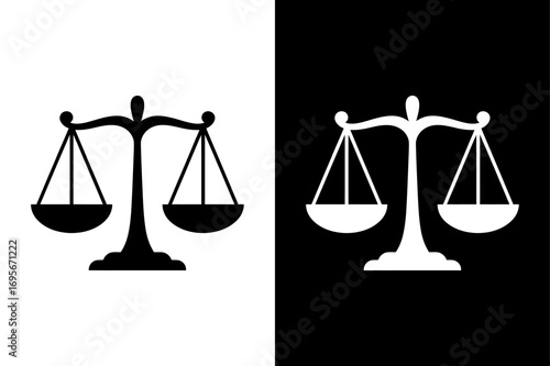 Balance Scale Silhouette. Elegant Justice and Equality Icon Vector Design