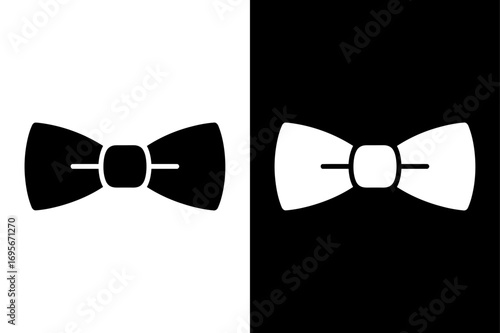 Classic Bow Tie Symbol. Black and White Vector Silhouette Isolated Icon