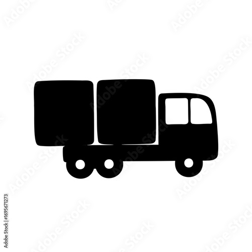 Silhouette of a large truck carrying two rectangular containers for transportation