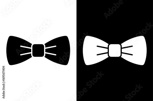Bow Tie Silhouette Vector. Classic Fashion Icon Illustration on Black White Background